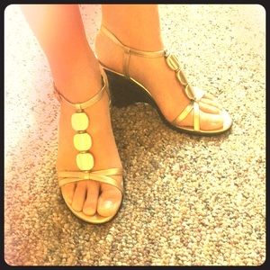 Gold wedge sandal